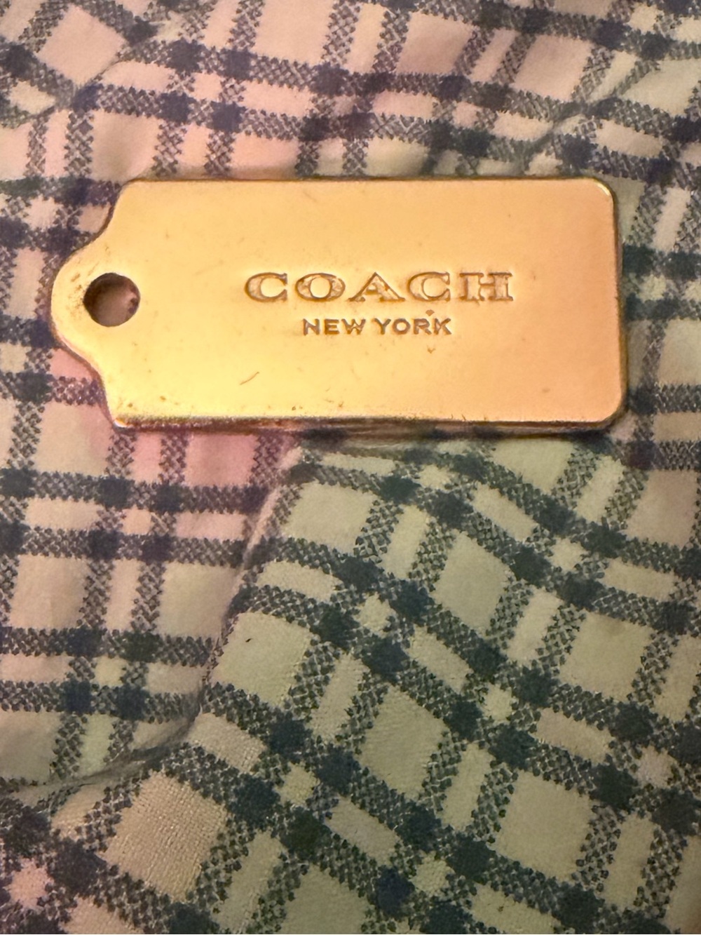 Coach Gold Tone Rectangular Logo Tag